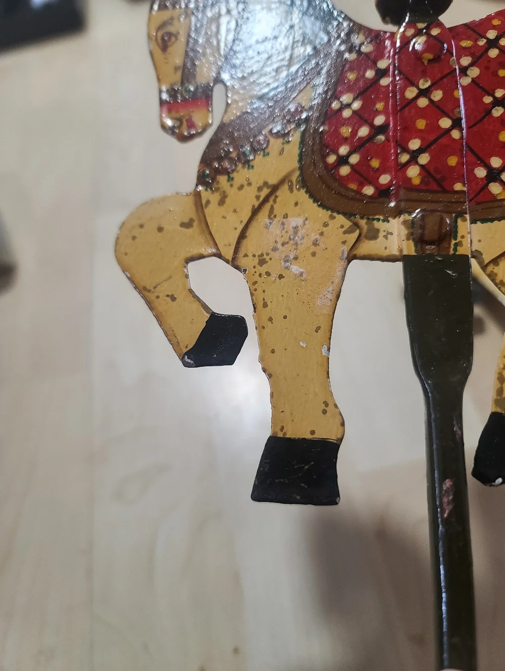 Pier 1 Tall Wrought Iron Hand-Painted Folk Carousel Horse Wall Candle Holders X2